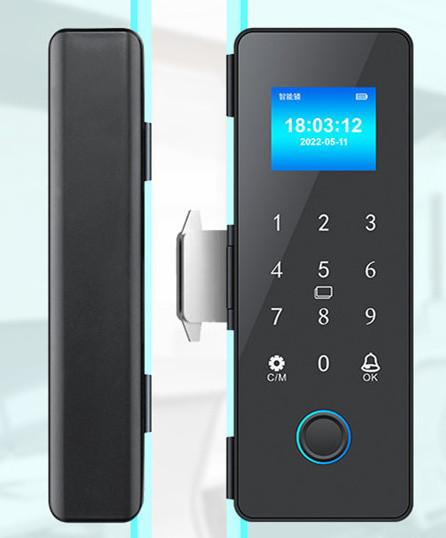 Wireless Tuya  Smart Phone APP Biometric Fingerprint Glass Door Lock supports IC Card and code