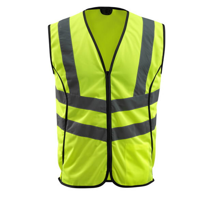 Hi Vis Safety Zippered Vest For Unisex Sleeveless Orange Reflective Taped Construction Workwear Roadway Vest