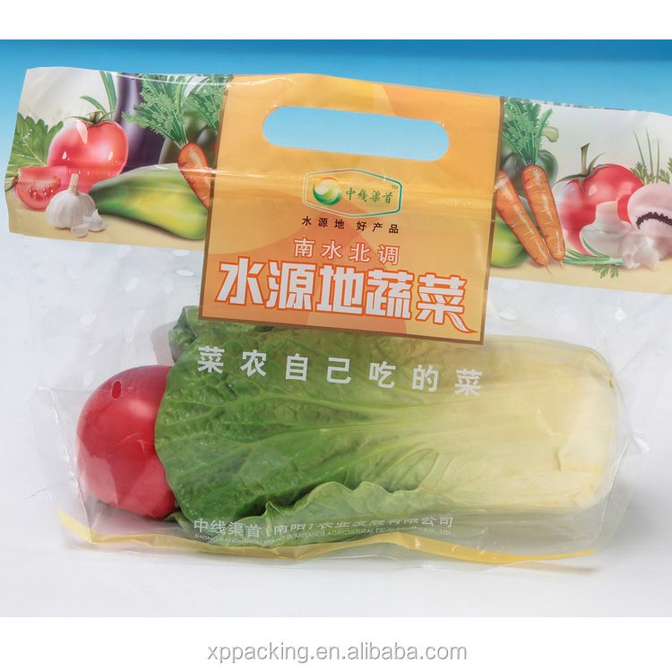 Customized food grade material ziplock fresh vegetable plastic Lettuce Packaging Bags