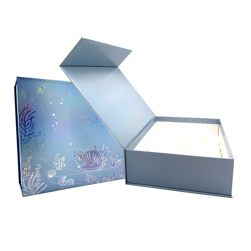 Holographic silver cardboard embossing bronzing customized logo facial mask cosmetics packaging drawer box