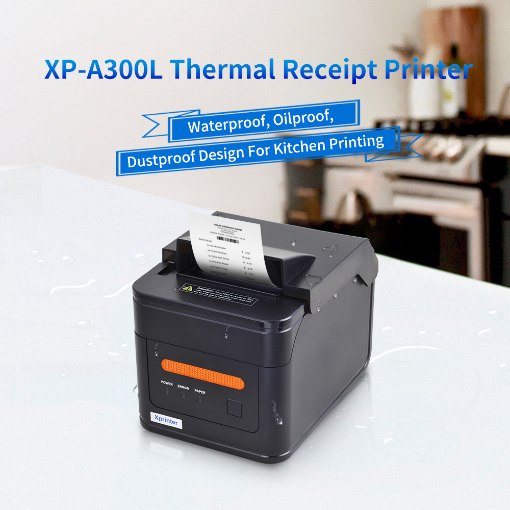 Xprinter XP-A300L Factory 80mm Thermal Receipt Printer Waterproof Design Used For Kitchen Printing POS Printer