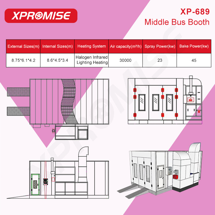 CE Approved New Design Middle Bus Booth Car Spray Paint Room Auto Painting Machine For Sale