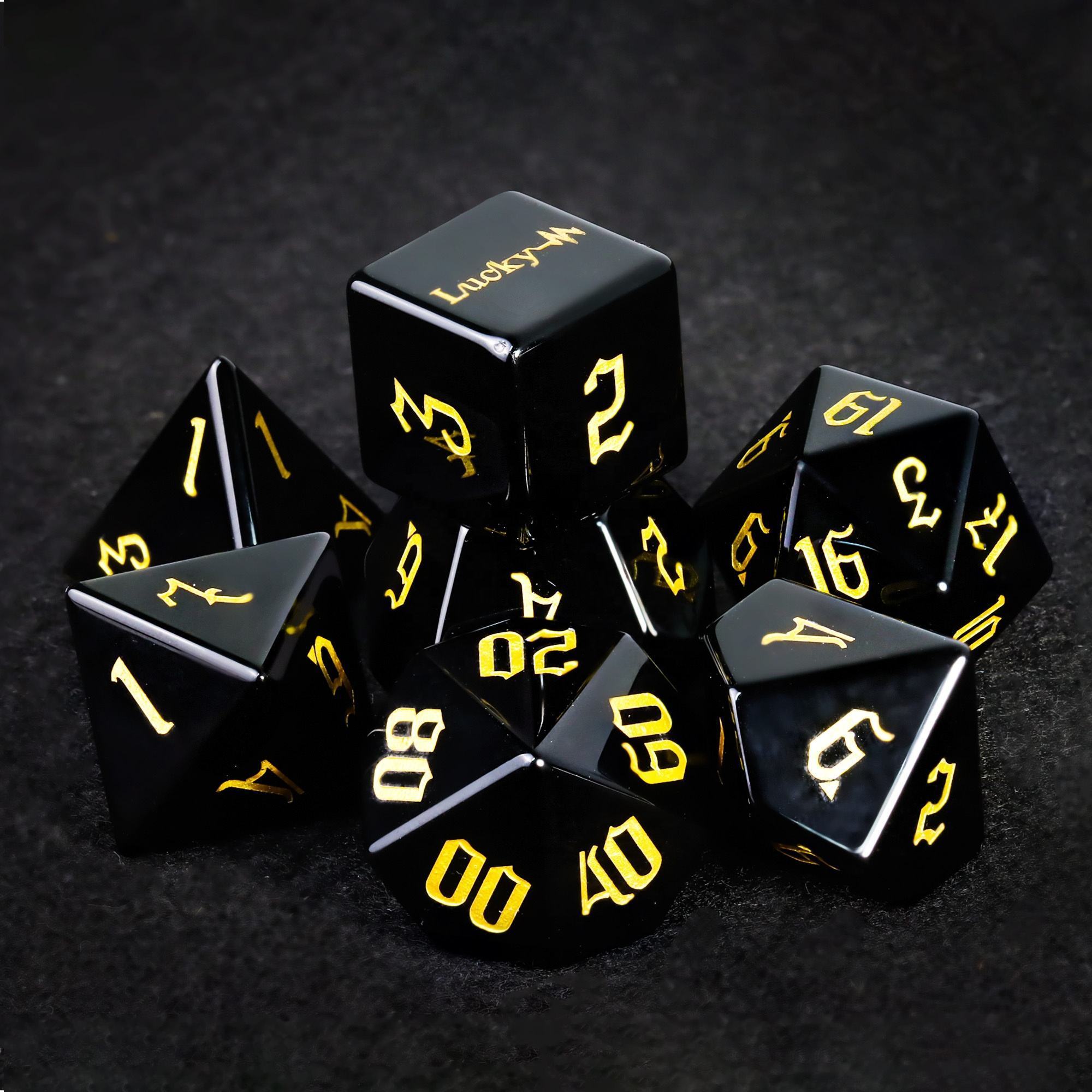 Engraved Howlite Unique 10MM Obsidian Bulk Custom Dungeons D And D Dragons Natural Black D20 RPG D&D DND Raw Gem Stone Dice Set