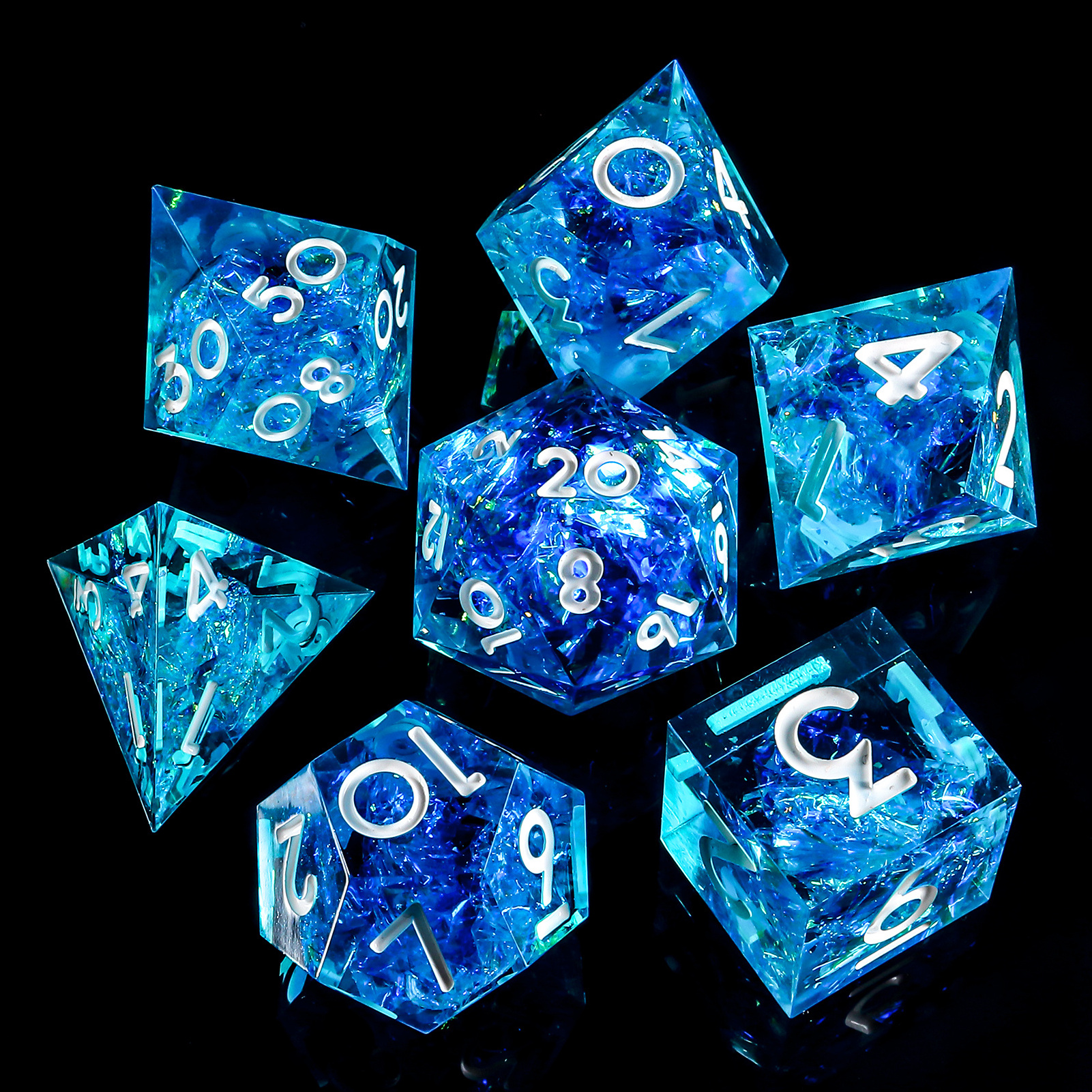 Custom Polyhedral Dragon Eye Dice Set Resin Liquid Core Moving Eye Dice Set DND Sharp Edge Dice Set D&D for Dungeons and Dragons