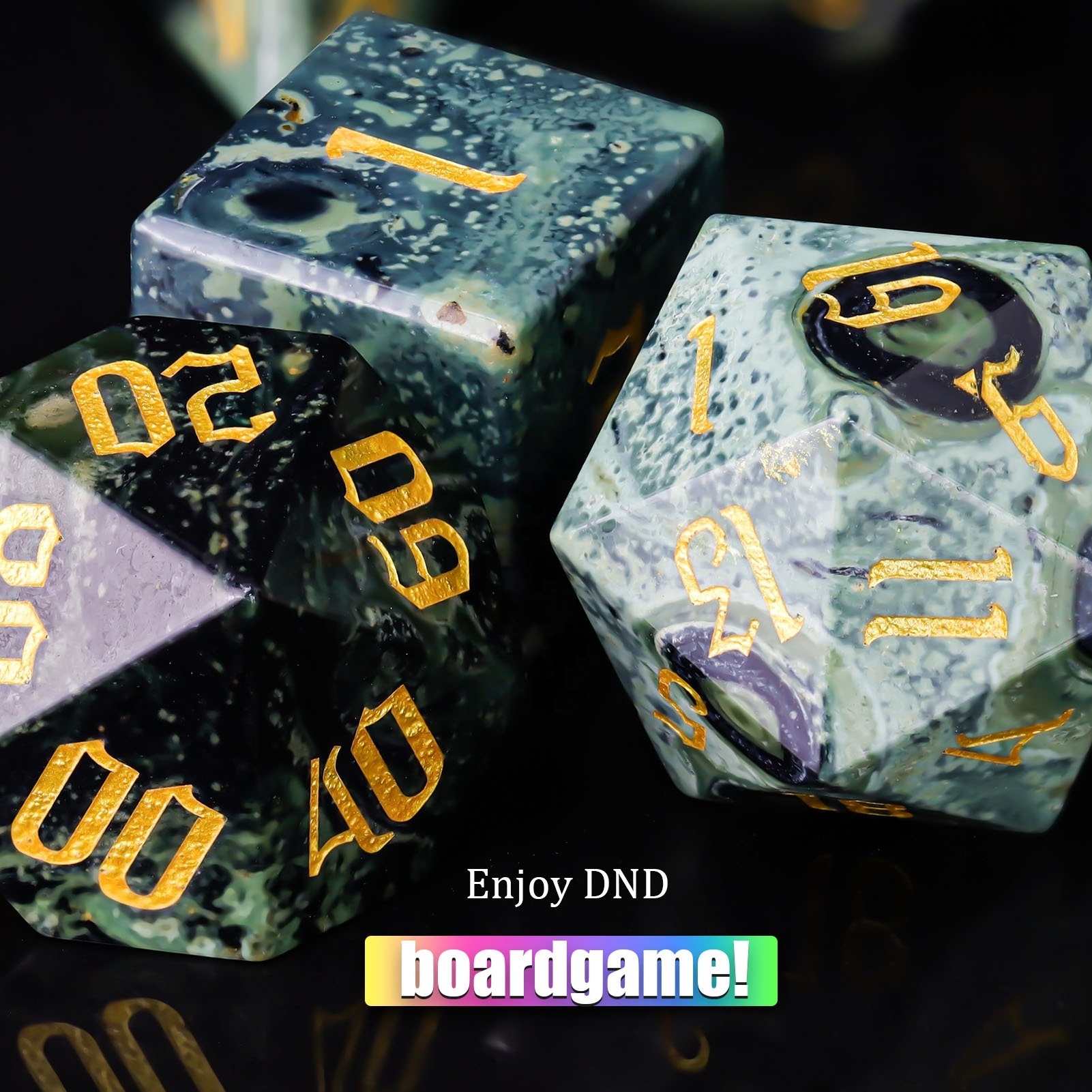 Custom Loaded Precision Printed Engraved D6 Marbled D8 8 Side 2 Color Alphabet Pip Logo D 20 D20 19mm 20mm 8mm Casino Core Dice