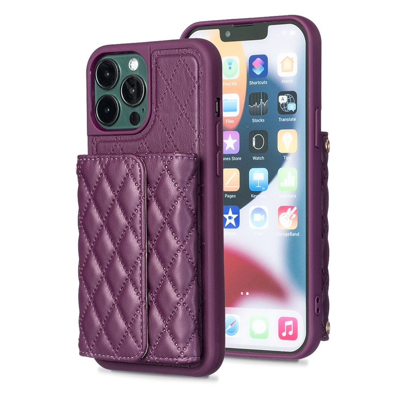 For iPhone 11 Luxury credit card case shockproof cover with Lanyard,  Woolen skin wallet case for iPhone 14/13/12