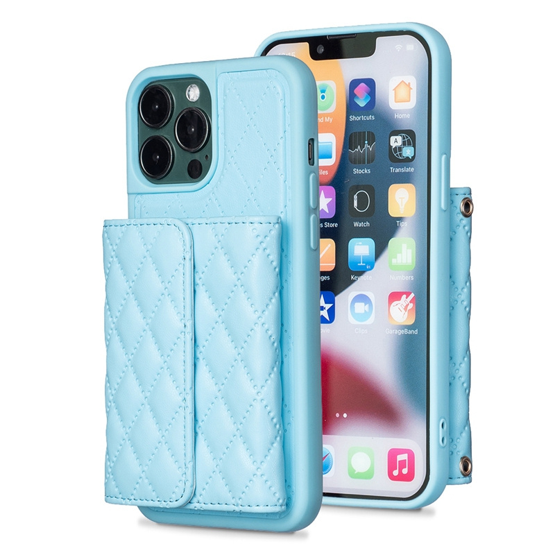 For iPhone 11 Luxury credit card case shockproof cover with Lanyard,  Woolen skin wallet case for iPhone 14/13/12