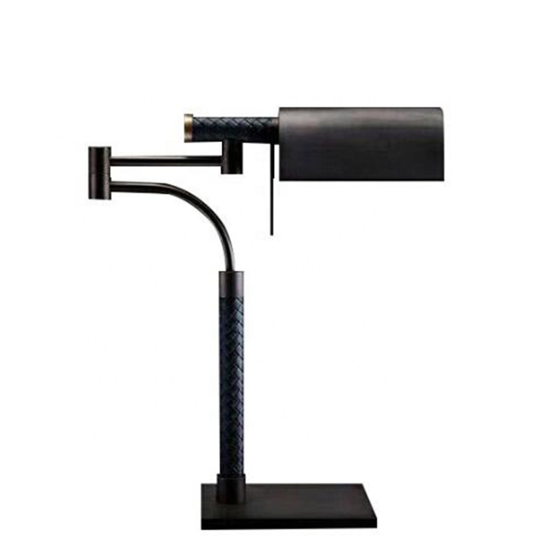 Simple black metal standing table lamps leather acrylic led office study room decorative reading desk table light