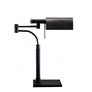 Simple black metal standing table lamps leather acrylic led office study room decorative reading desk table light