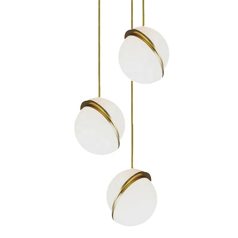 Acrylic round ball hanging pendant lamp gold indoor unique chandelier modern ceiling e27 pendant light