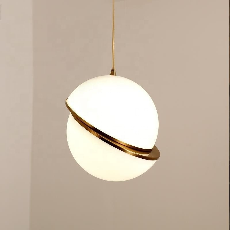 Acrylic round ball hanging pendant lamp gold indoor unique chandelier modern ceiling e27 pendant light