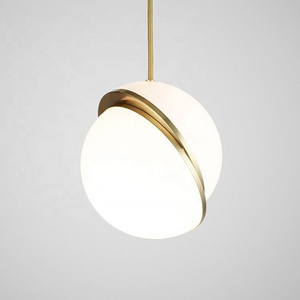 Acrylic round ball hanging pendant lamp gold indoor unique chandelier modern ceiling e27 pendant light