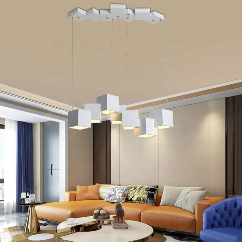 Creative Rubik cube white chandelier house decorative hanging pendant ceiling lamps led black modern pendant light