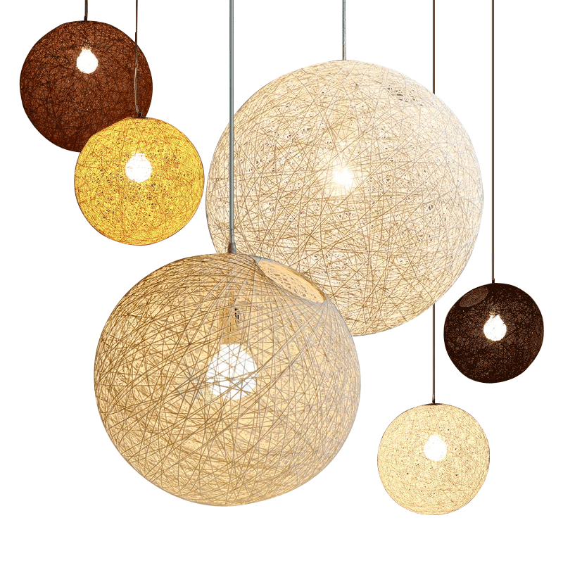 Creative modern bird nest pendant lamp rattan white hanging ceiling chandelier round ball simple nursery pendant light