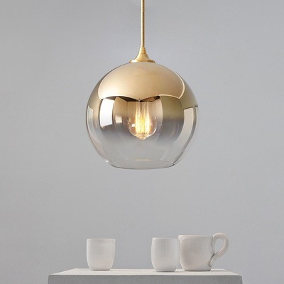 Simple minimalist silver glass ball hanging ceiling pendant lamp nordic modern bar chandelier led gold pendant lights