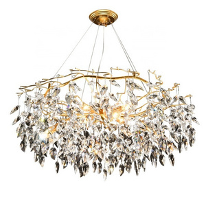 Golden luxury high ceiling pendant lamps modern crystal living room art decor lighting fixtures large restaurant chandelier