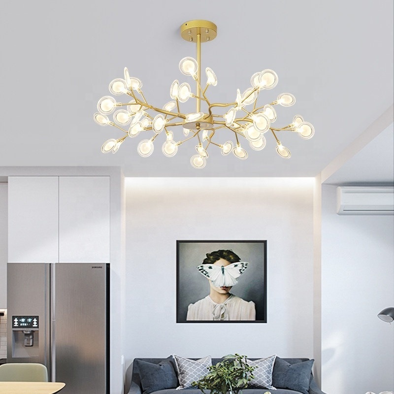 Black metal creative ceiling pendant lighting fixtures modern led gold hanging lamps glass wedding bedroom chandelier