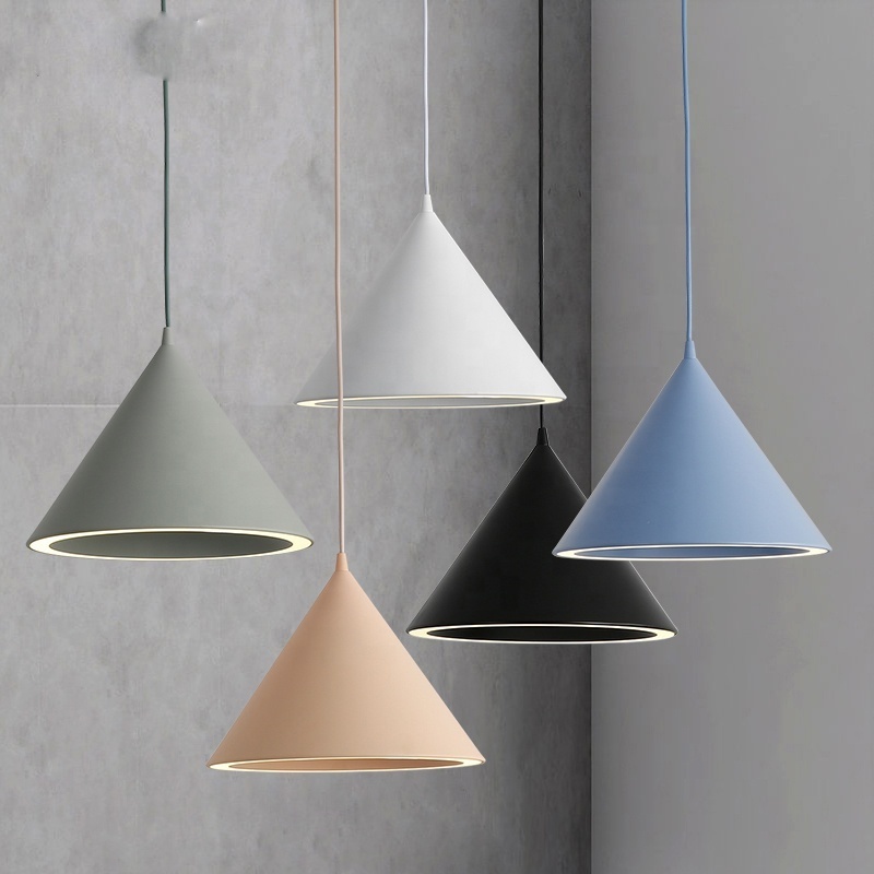 Modern creative minimalist small hanging pendant lamps led ceiling lighting fixtures kitchen cone pink pendant light