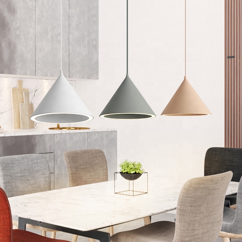 Modern creative minimalist small hanging pendant lamps led ceiling lighting fixtures kitchen cone pink pendant light