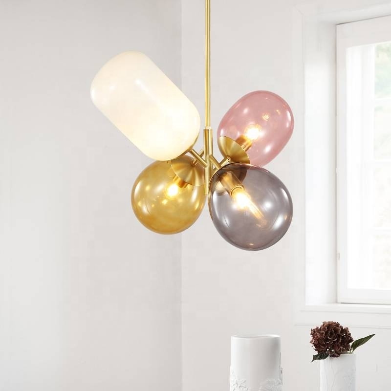 Child room stained glass chandelier modern e27 living room hanging ceiling lighting decor balloon pendant lamp