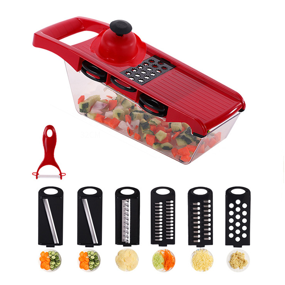 Factory Wholesale 10 In 1 Vegetable Chopper Stainless Steel Multifunctional Mandoline Veggie Slicer With Container