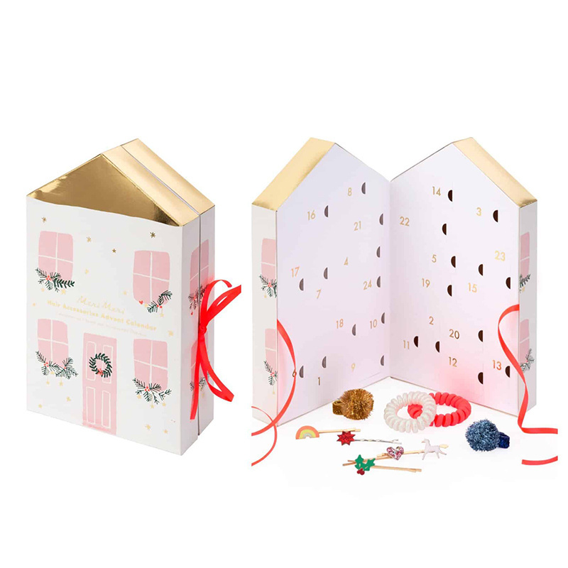 24 Day Empty Paper Box Roof House Shape Advent Calendar