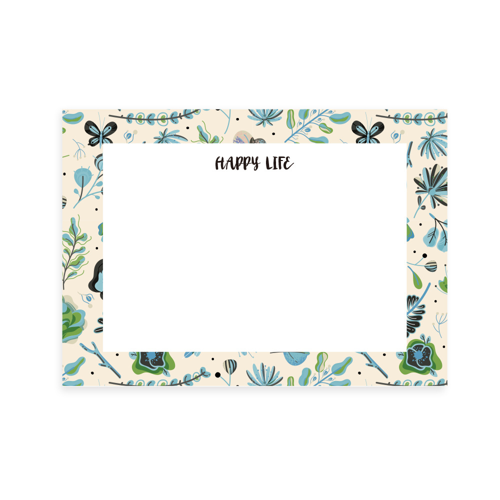 New Design Butterfly Plant Pattern Cards Happy Life Envelope Notes Blank Greeting Card For Gift