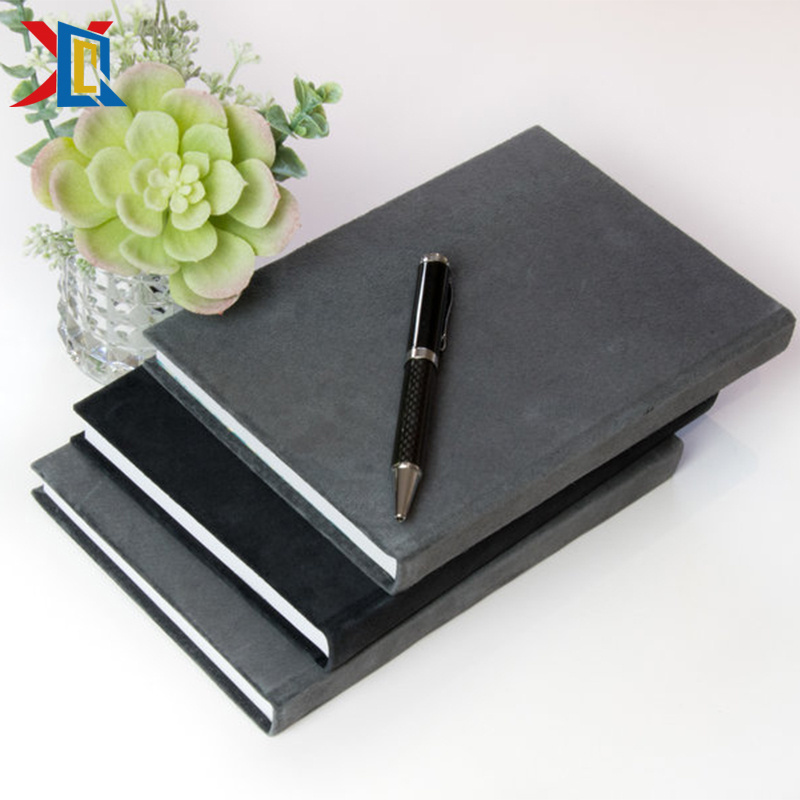 Custom Logo Printing Black Velvet Suede Cover Blank Notebook Guest Book Wedding Planner