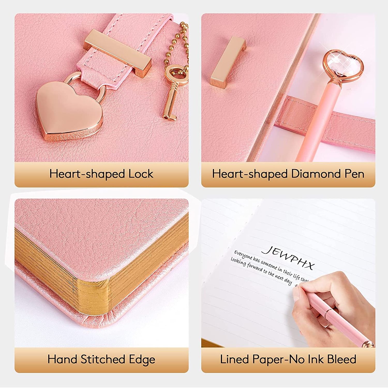 Promotional Gift Girl Diary Pu Leather Pink Diary Printing Custom With Lock