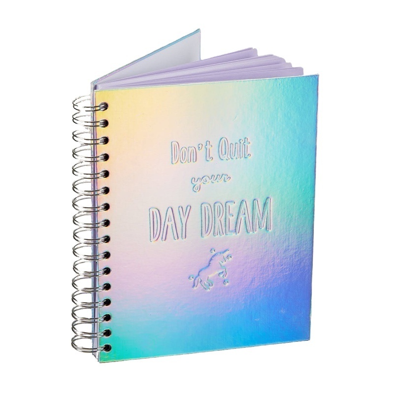 2022 fresh design spiral holographic foil printing journal organizer holographic notebook