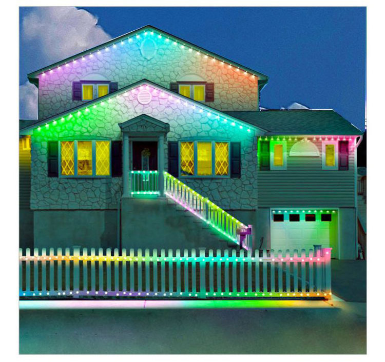 Best Selling Rgb Rgbw Led Point Light Track Ip68 Outdoor Holiday Christmas Permanent Roof Eave Lawn Eaves Light