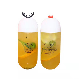 Fruit Juice Beverage Container Plastic PET Water Bottles with Cap Transparent Cute Capsule Milk Tea Lovers Screen Printing