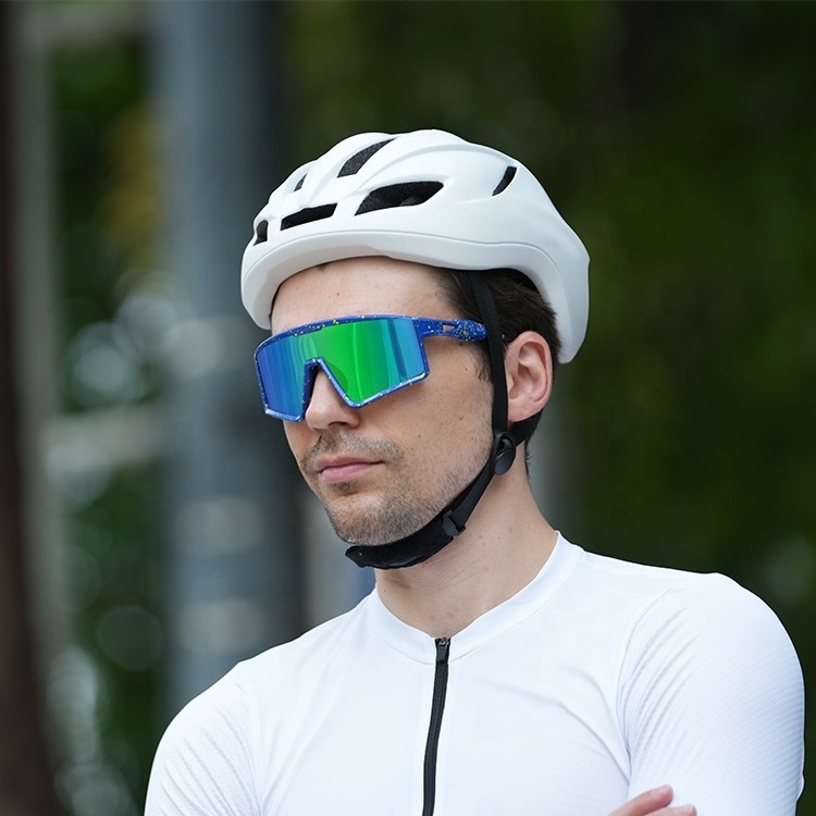 Custom UV 400 mirror running golf outdoor daily used cycling sport sunglasses blue lens glasses cricket sunglasses for man