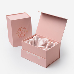 Custom Branded Gold Foil Logo Magnetic Pink Box Packaging Gift Perfume Bottle Cardboard Cosmetics Packaging Paper Box