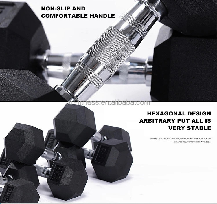 High quality commercial gym equipment rubber Hex dumbbell set for bodybuilding