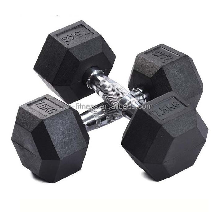 High quality commercial gym equipment rubber Hex dumbbell set for bodybuilding