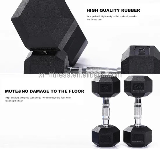 High quality commercial gym equipment rubber Hex dumbbell set for bodybuilding