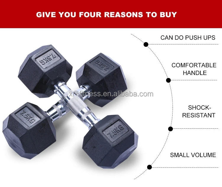 High quality commercial gym equipment rubber Hex dumbbell set for bodybuilding