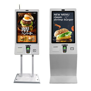 Factory direct sales 27 inch stand touch screen self ordering drive thru order system self service electronic kiosk