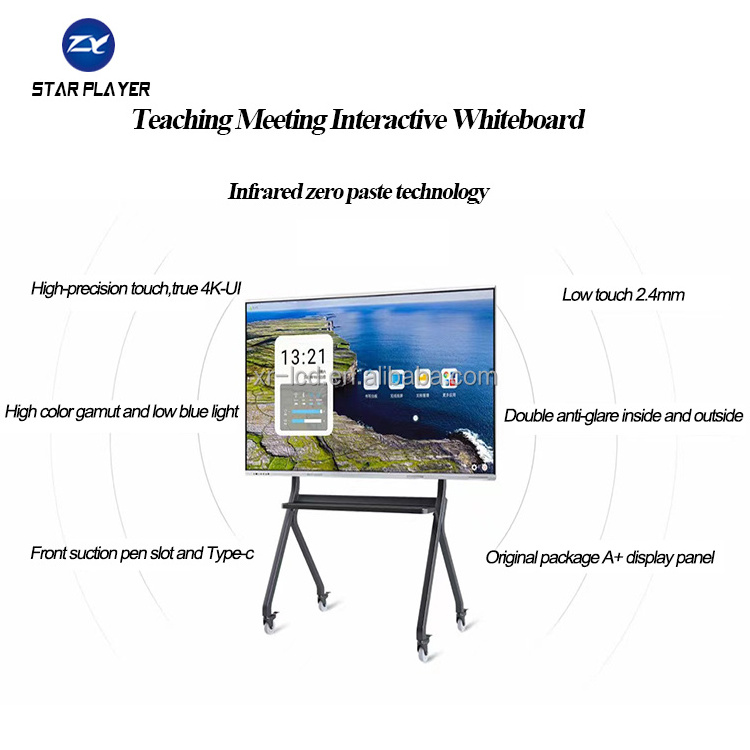 Spot goods china 86 inch infrared zero paste technology for meeting room screen board interactive whiteboard all in one machine