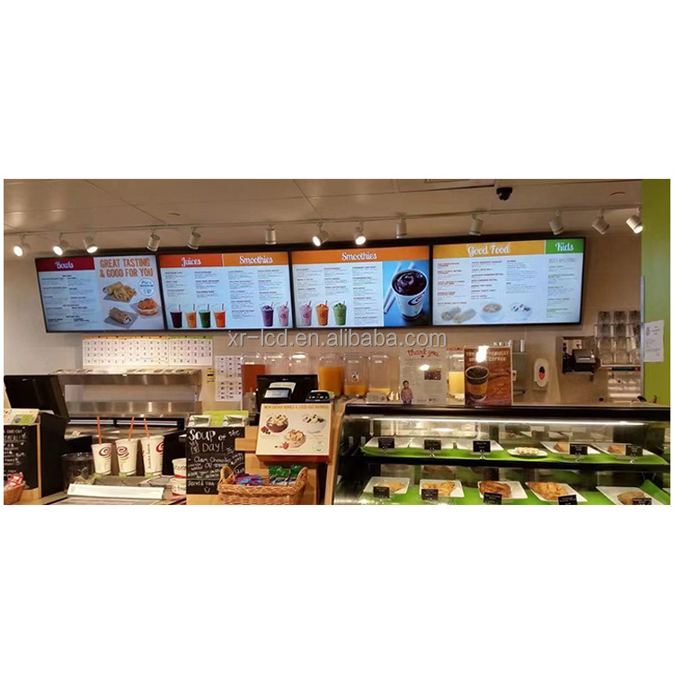 65 inch wall mount digital signage wall hanging advertising digital screen restaurant lcd digital menu board