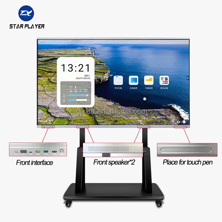 Spot goods china 86 inch infrared zero paste technology for meeting room screen board interactive whiteboard all in one machine