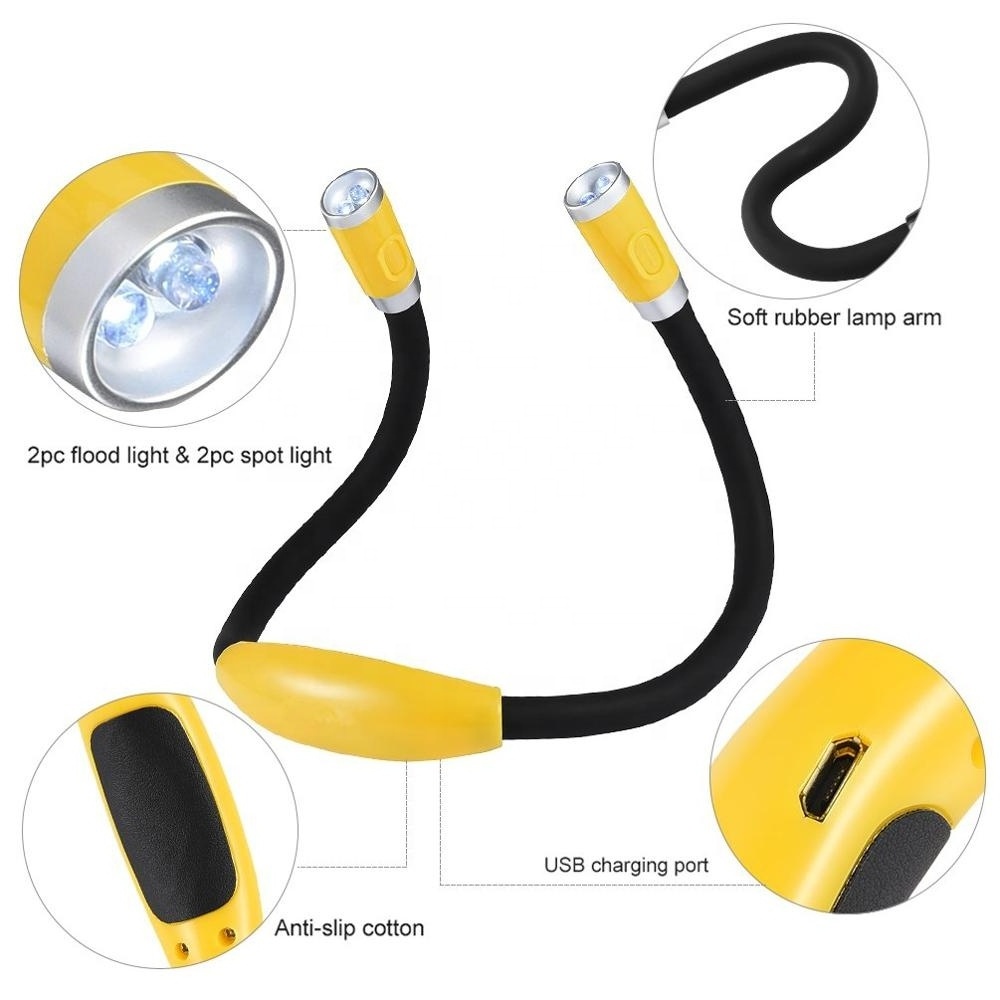 Handsfree LED Neck Light Book Reading Lamp Running Warning USB Flashlight LED Night Chest Lamp