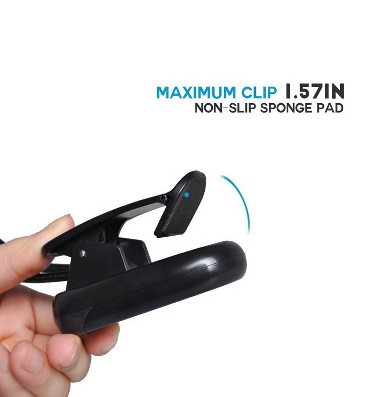 Mini Book Light 4 LED Reading Light  Flexible Clip on Light USB Rechargeable with Eye Care 2-Level Brightness