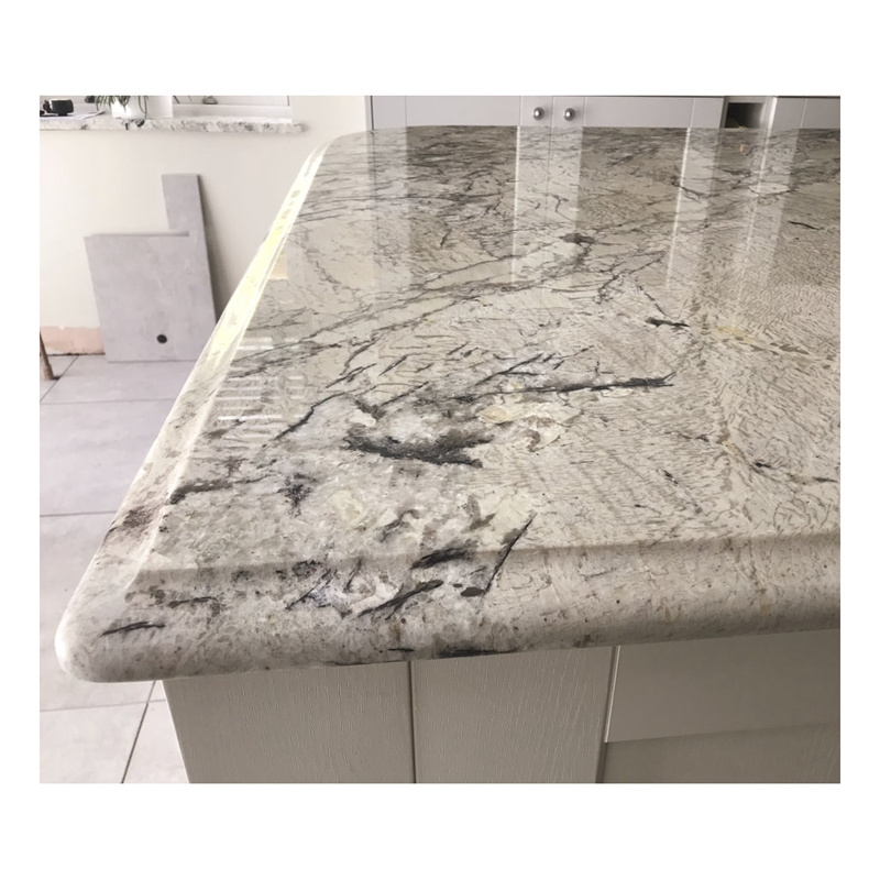 wholesale prefabricated 3cm White granite pre cut kitchen countertop slabs and worktops prefab