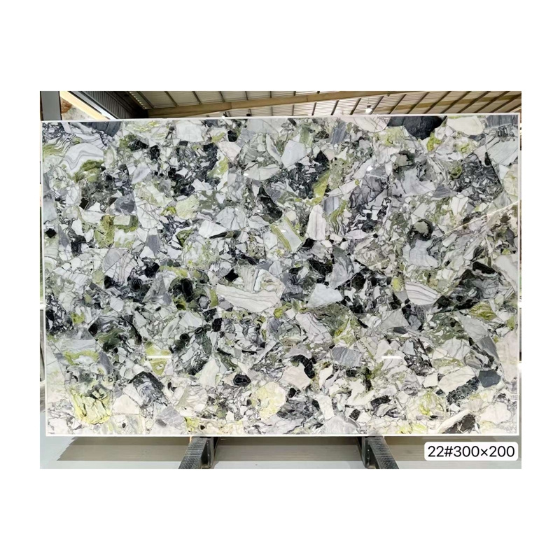 Elegant Luxury Chinese Green Marble White Beauty Onyx Ice Jade Marble Slab For Indoor Decoration