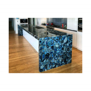 Blue Semiprecious Stone Agate Stone Bar Tops with Backlit for Wall and Floor Tiles Blue BR Modern Villa Polished 3D Model Design