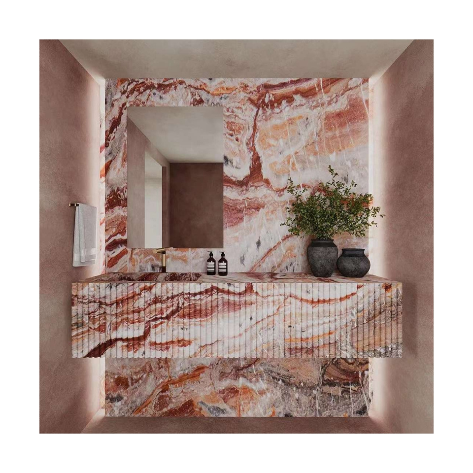 Exotic Monica Red Marble Slab for Stone Veneer Countertop