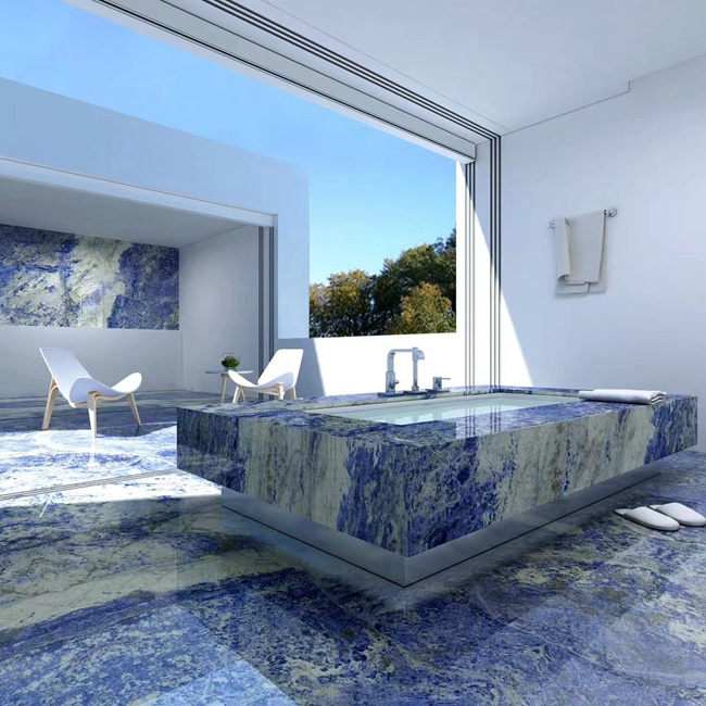 Luxury Gemstone Blue  Marble Vanity Countertop