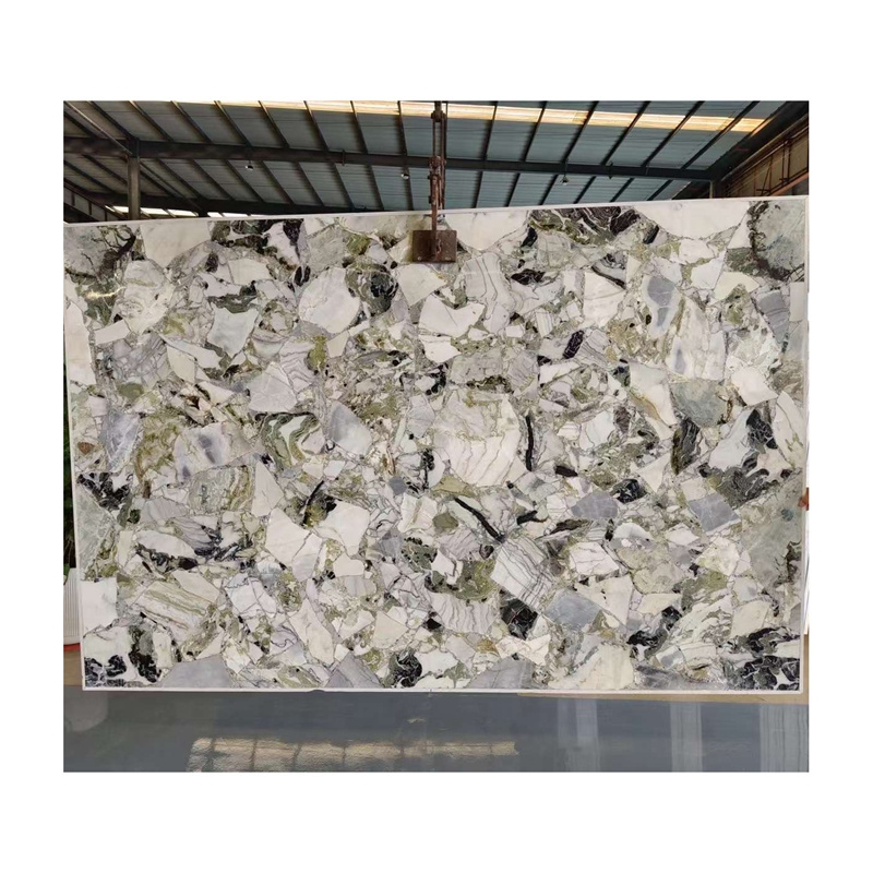 Elegant Luxury Chinese Green Marble White Beauty Onyx Ice Jade Marble Slab For Indoor Decoration